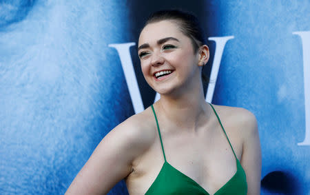 Cast member Maisie Williams poses at a premiere for season 7 of the television series "Game of Thrones" in Los Angeles, California, U.S., July 12, 2017. REUTERS/Mario Anzuoni