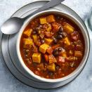 <p>Grab your crock pot for this delicious and easy slow-cooker vegetarian chili with beans, fire-roasted tomatoes, bell peppers and sweet potatoes. The recipe requires just 20 minutes of active time: after a bit of chopping, you just dump the ingredients in the slow cooker and let it do the work. Adding a squeeze of lime juice and a sprinkle of cilantro just before serving brightens up the flavors. Top it with some shredded cheese, if you'd like, or serve it as-is to keep it vegan. Either way, this healthy chili is sure to become a go-to when you want a satisfying and healthy dinner.</p>