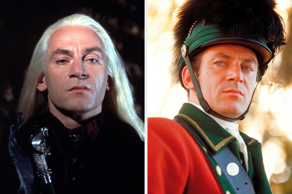 Side-by-side of Jason Isaacs in "Harry Potter" and "The Patriot"