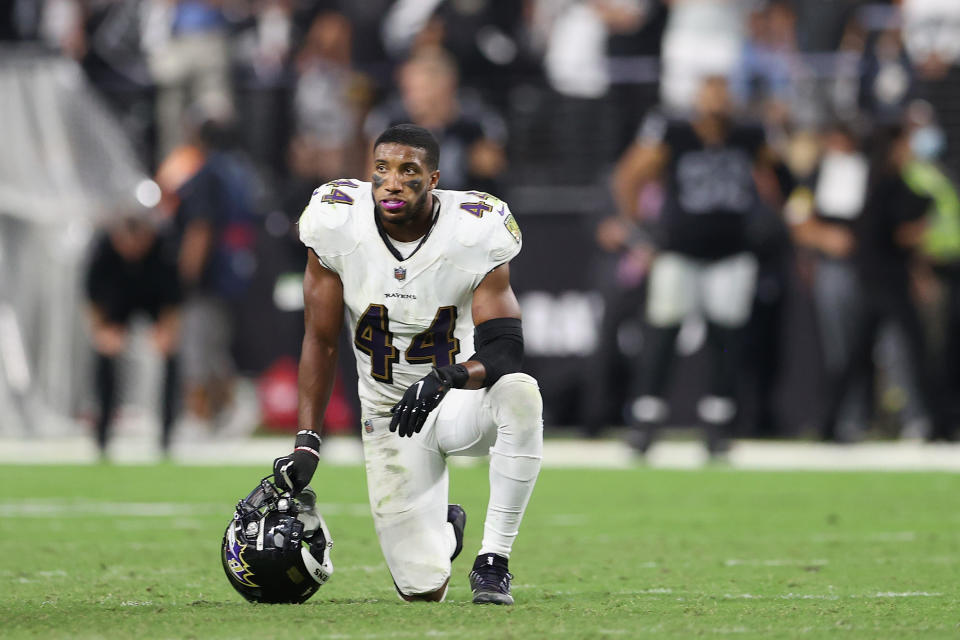 Cornerback Marlon Humphrey and the Baltimore Ravens are 0-1, with a game against the Chiefs next. (Photo by Christian Petersen/Getty Images)