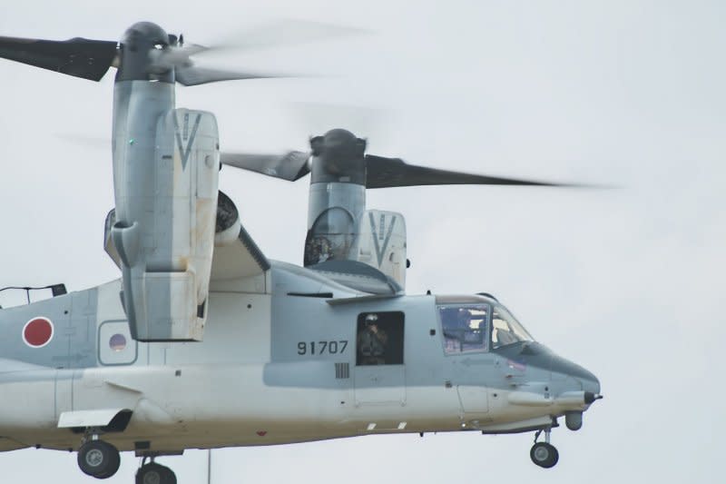 Japan Ground Self-Defense Force's V-22 Osprey takes part in the joint exercise "Iron Fist 23" with U.S. Marines at Tokunoshima Island, Kagoshima-Prefecture, Japan on March 2. File Photo by Keizo Mori/UPI