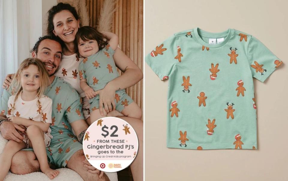 Organic Cotton Christmas Gingerbread Pyjama Set. Source: Target