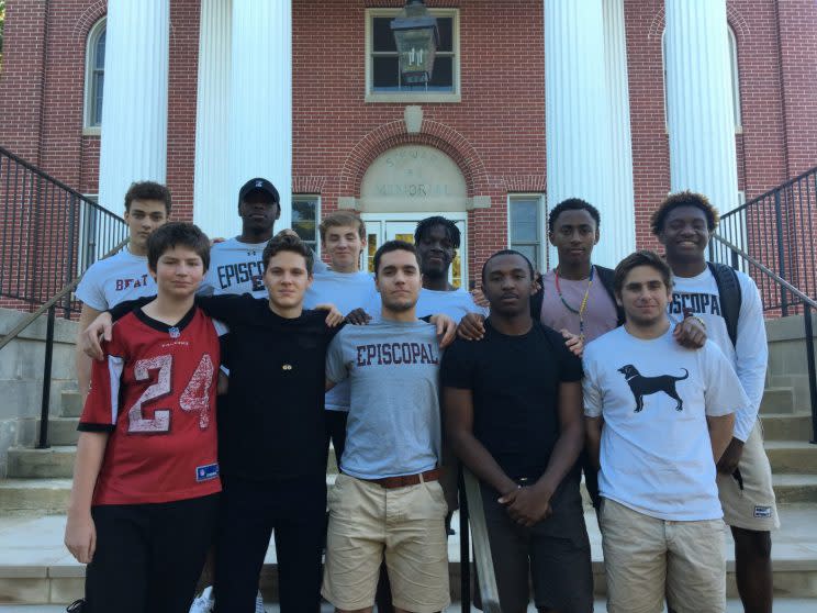 Feminist teen Lachlan Warrell (first row, second from left) with classmates. (Photo: Girlup.org)