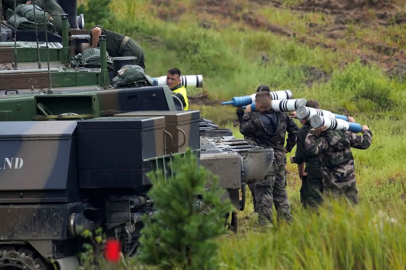 NATO Enhanced Forward Presence (EFP) French and Italian servicemen participate at a shooting exercise in Adazi