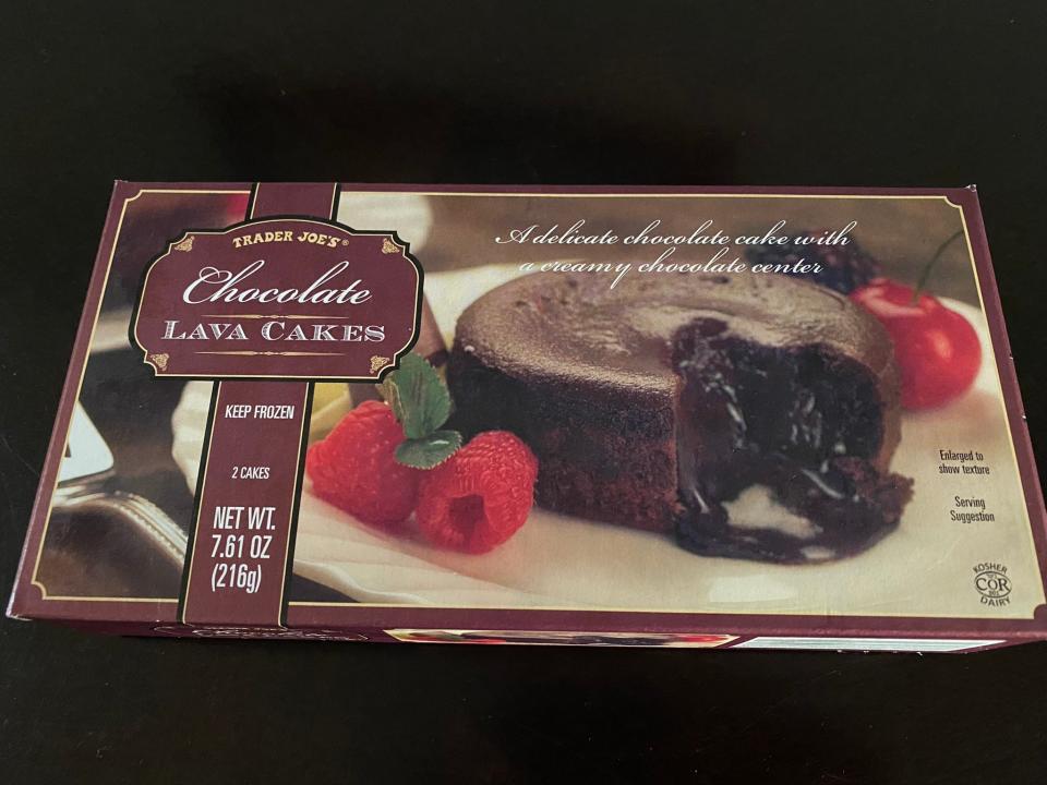 Box of Trader Joe's chocolate lava cake