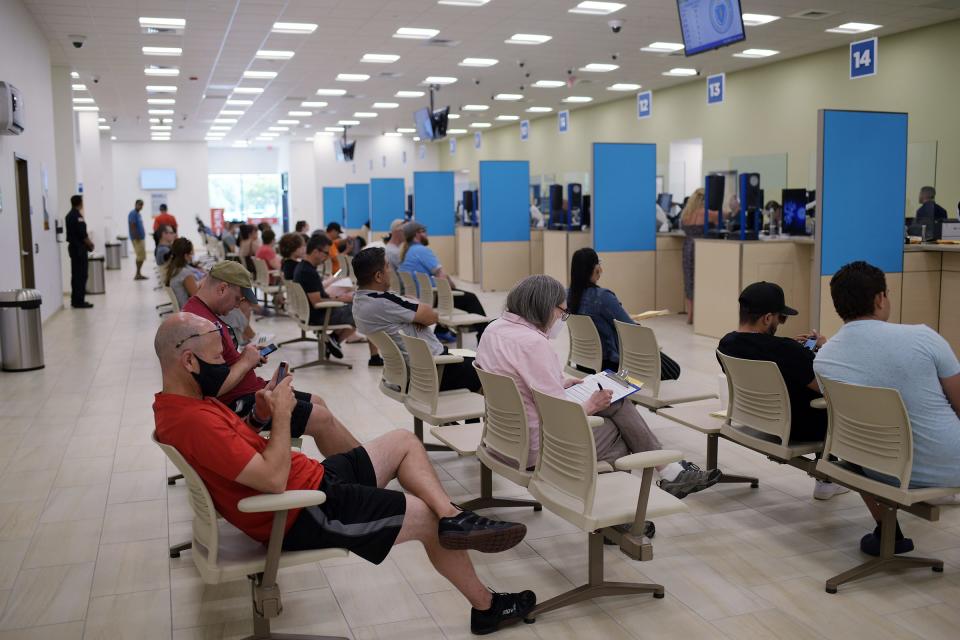 The new RMV opened Monday in the former Big Y supermarket off Route 20.