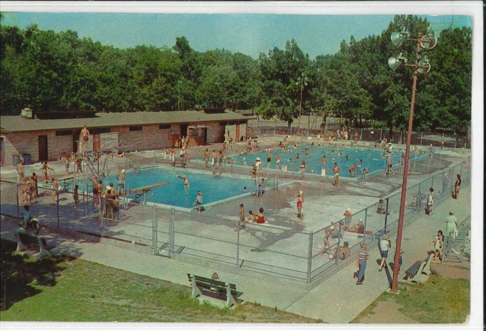 In this 1950s postcard provided by The History Museum, people are seen flocking to the Potawatomi Park swimming pool. The pool opened in 1955.