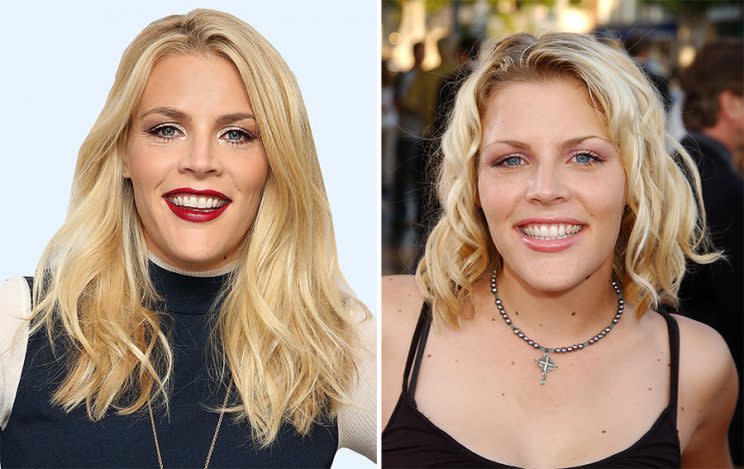 Busy Phillipps’s 2001 skinny brows are all grown back in 2016. (Photos: Getty)