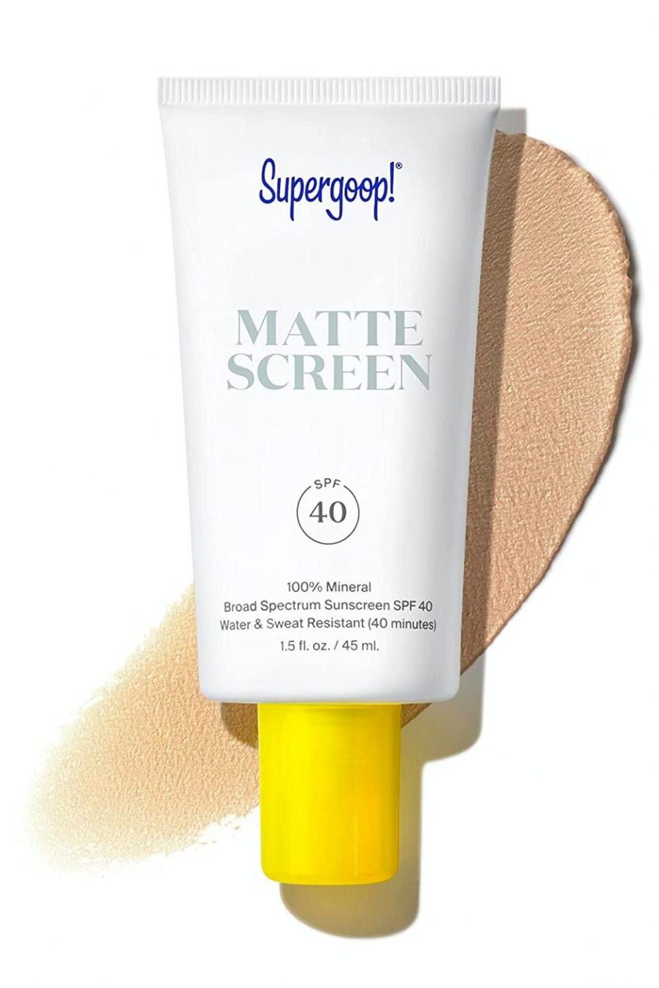 1) Supergoop Mineral Mattescreen Sunscreen SPF 40 PA+++