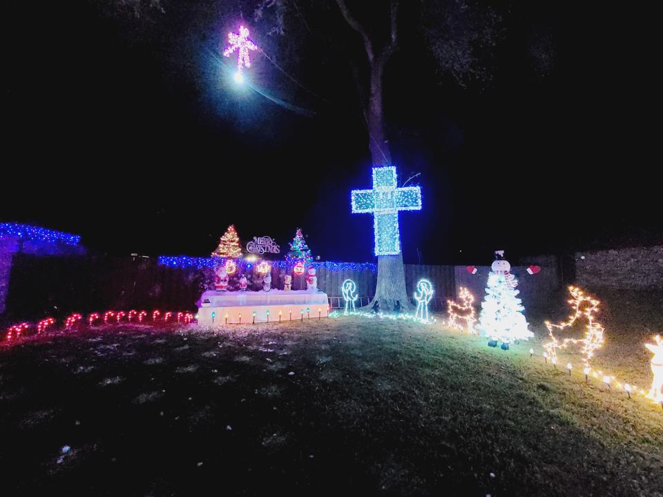 Christmas lights display at 4826 Rathbone Drive, Jacksonville, home of AnneMarie Jones.