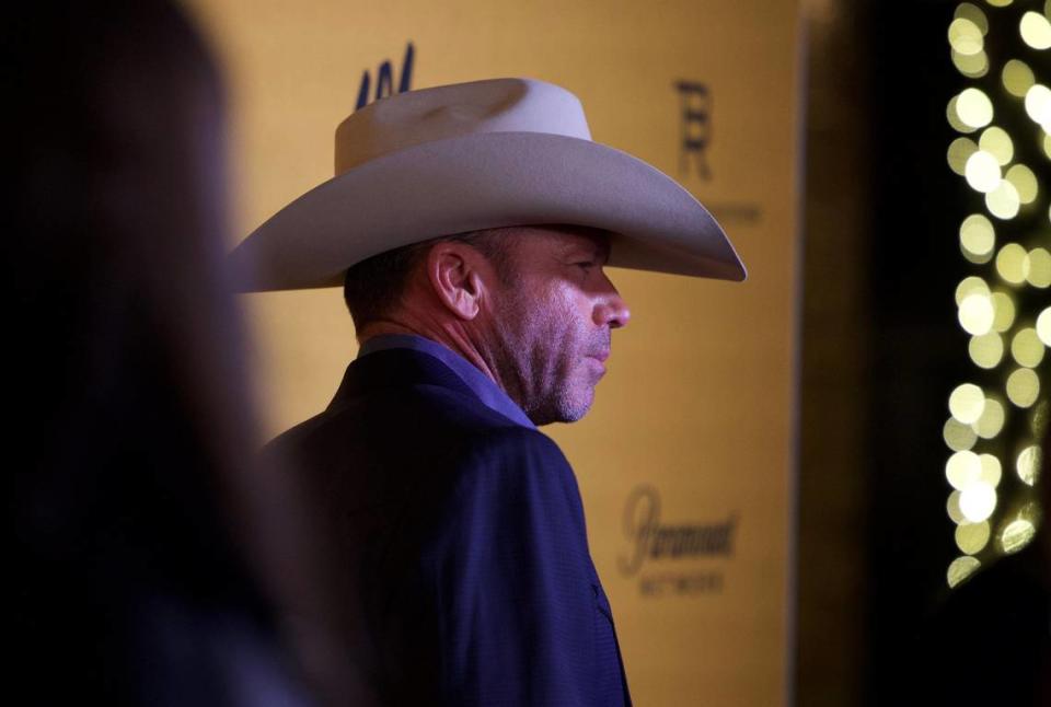 Taylor Sheridan walked down the red carpet event before a screening of “Yellowstone” season 5 premiere Sunday, Nov. 13, 2022, at Hotel Drover in Fort Worth.