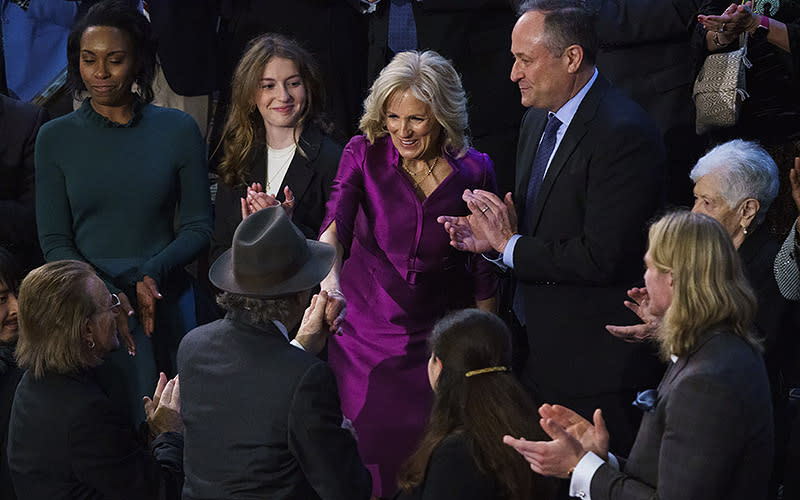 First lady Jill Biden arrives for her husband’s State of the Union address before a joint session of Congress on Feb. 7. <em>Greg Nash</em>