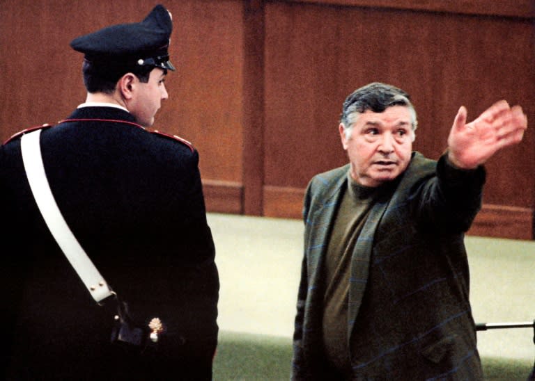 Salvatore "Toto" Riina during his trial at a high-security prison in Palermo, Italy, in March 1993