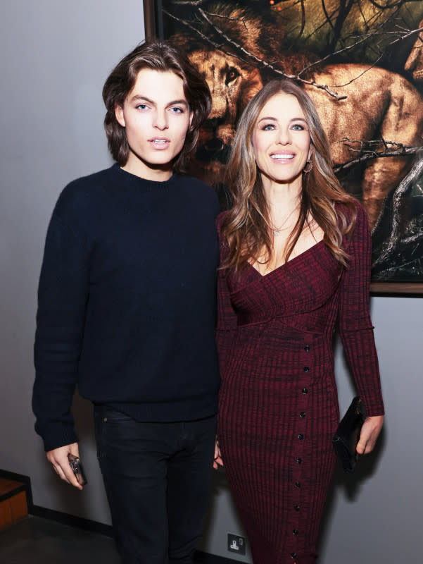 Damian Hurley and Elizabeth Hurley attend a private view of Mario Testino's new exhibition 'Gone Wild' at Hamiltons Gallery on November 21, 2023 in London, England.<p>Dave Benett/Getty Images</p>