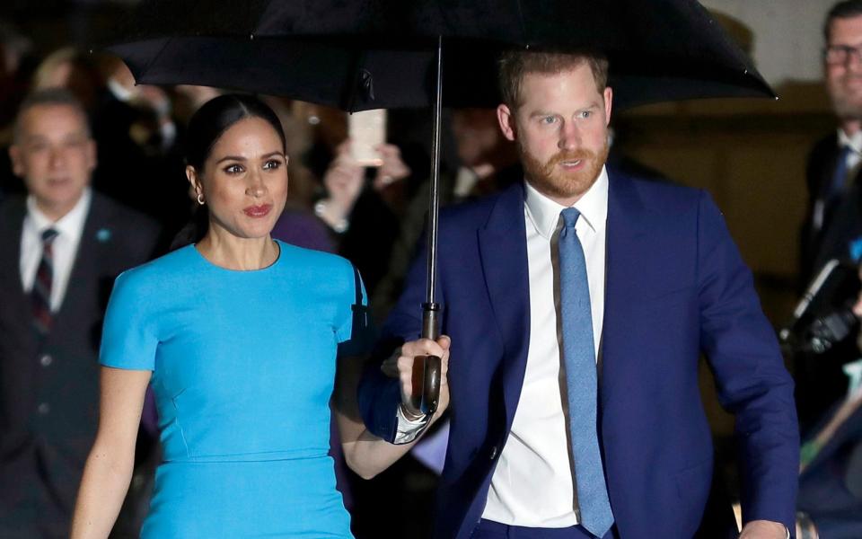 Prince Harry and Meghan, the Duke and Duchess of Sussex at the annual Endeavour Fund Awards in London in March 2020. A judge in London is hearing the latest stage in the Duchess's privacy lawsuit as she tries to keep the names of five of her friends out of the public eye - Kirsty Wigglesworth/AP