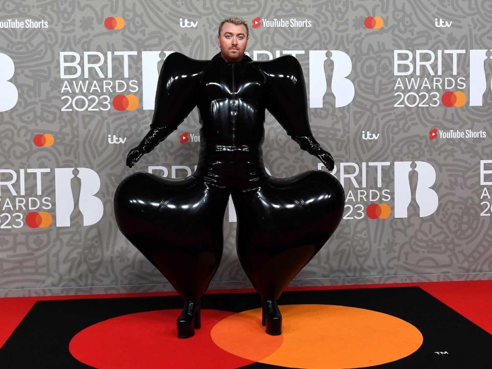 Sam Smith arrives for the Brit Awards ceremony (EPA)