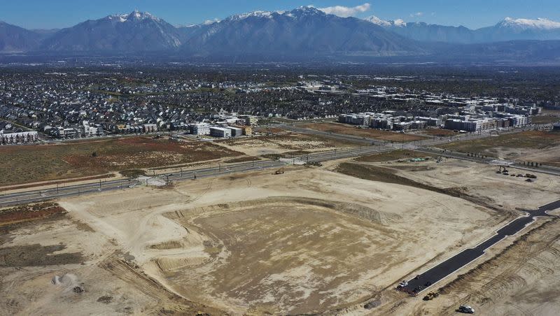The future home of the Salt Lake Bees is pictured in South Jordan on Oct. 5, 2023. Could it also provide a short-term stadium solution for the Oakland Athletics MLB franchise?