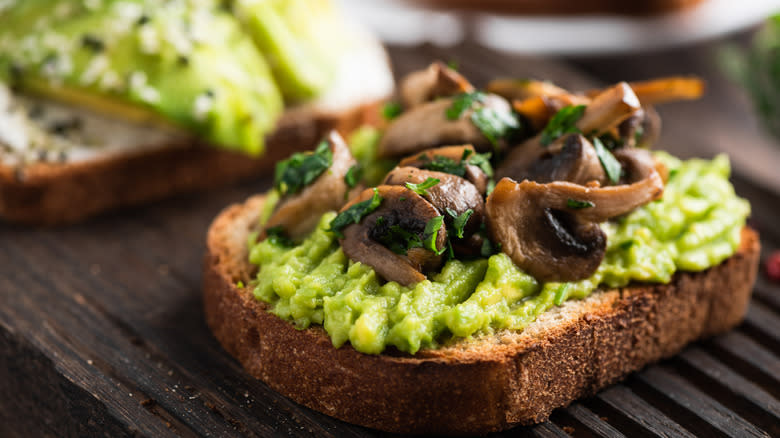 avocado and mushrooms on toast