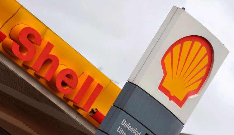 FILE PHOTO: The company logo is seen at a Shell petrol station in south London