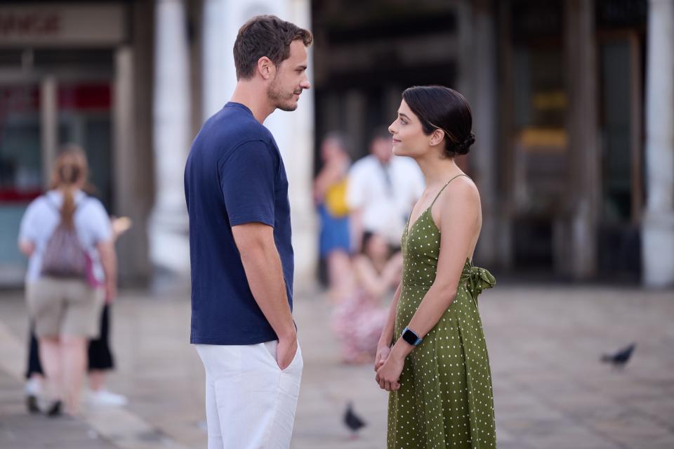 Stephanie Leonidas and Raniero Monaco Di Lapio in “A Very Venice Romance.”