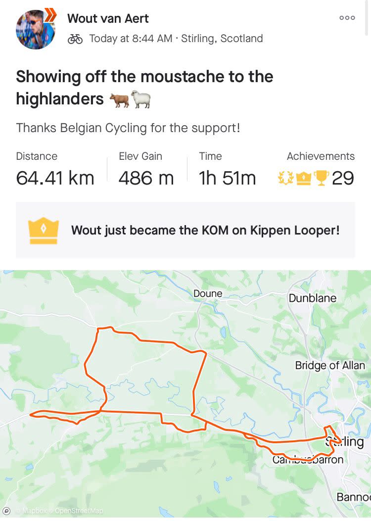 Strava file from Wout van Aert in Stirling Scotland