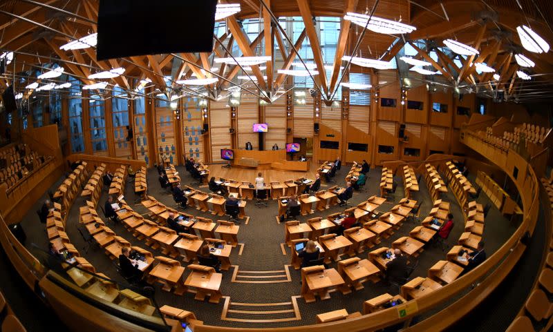 FILE PHOTO: Scotland's First Minister Nicola Sturgeon, attends the First Minister's Questions at the Scottish Parliament in Holyrood, Edinburgh