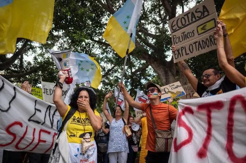 Thousands of people demonstrate against tourism policies on the island of Tenerife, Canary Islands