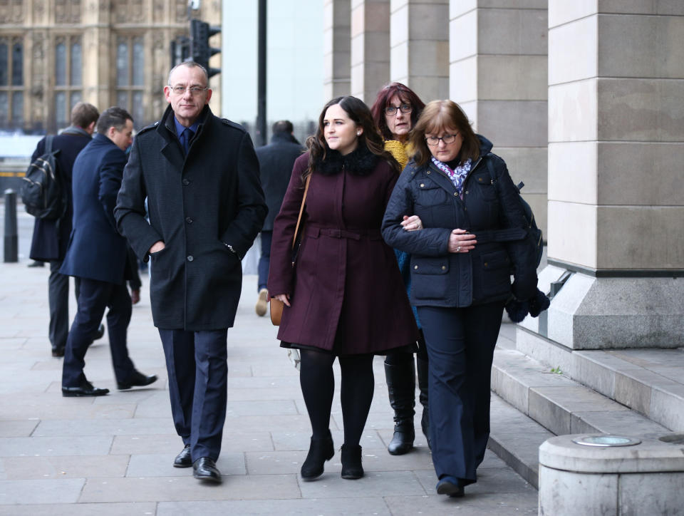 Charlotte Brown’s family arrives at the Old Bailey. Source: PA