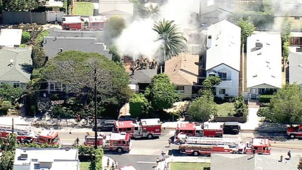 PHOTO: Los Angeles firefighters responded to a fiery, single-car crash on Aug. 5, 2022. (KABC)