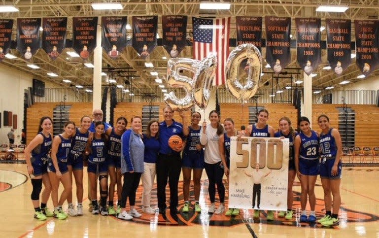 Barron Collier coach Mike Hamburg became the first Collier County girls basketball coach to reach 500 wins with a 37-32 win over Lely on Tuesday, Dec. 5.