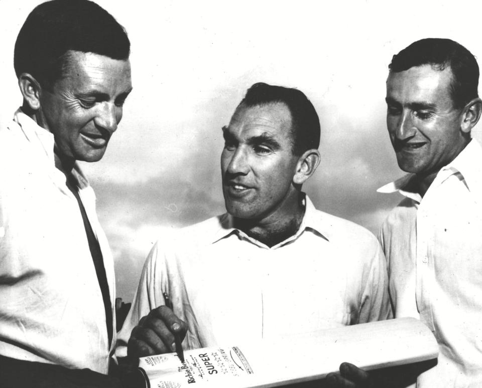 Reid, centre, with his fellow captains, Richie Benaud of Australia, left, and Ted Dexter of England  - ANL/Shutterstock