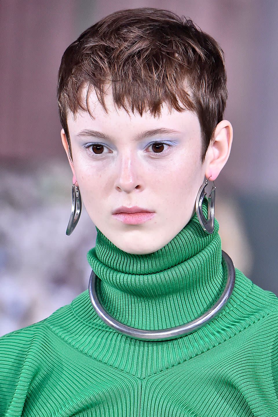 <p><strong>Trend: pastel eyeshadow </strong></p><p>Pastel pink, lilac and light green eyeshadow shades were lightly swept across the models' eyelids at Marni for a super wearable way to wear a pop of colour on your eyes. </p>