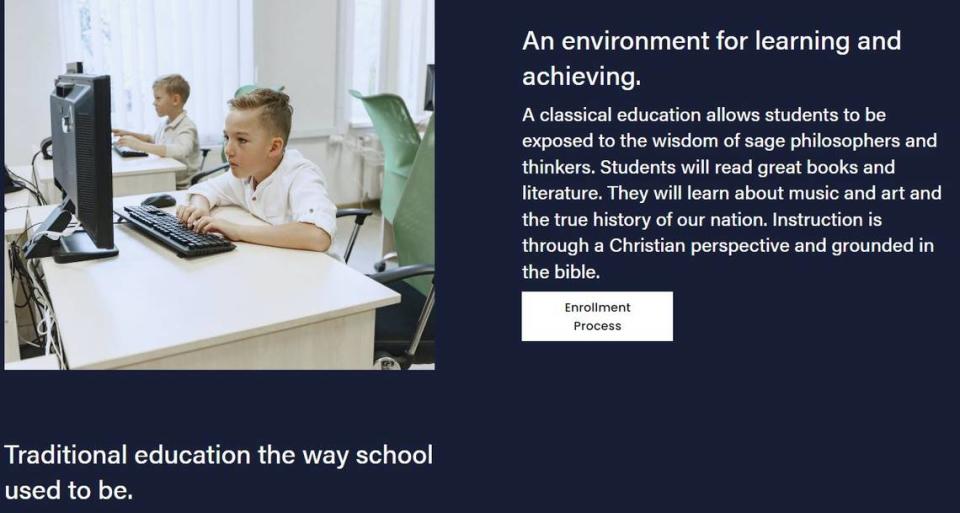 Students will “adhere to biblical principles” and the “Christian-Judeo philosophy,” according to the student application on the Sage Patriot Classical Academy website.