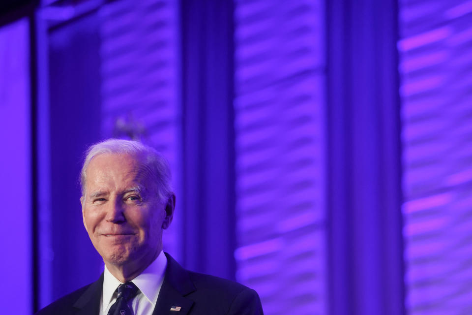 U.S. President Joe Biden addresses the International Association of Fire Fighters' (IAFF) 2023  Legislative Conference in Washington, U.S., March 6, 2023. REUTERS/Leah Millis