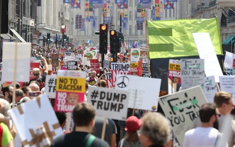 trump protest  - Credit: PA