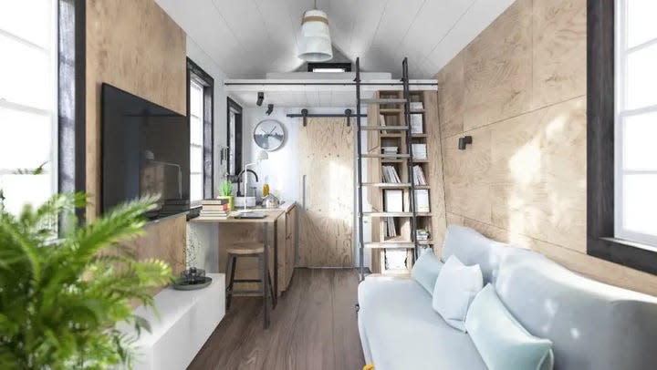 Inside the Simple Living tiny home that can fit a couch
