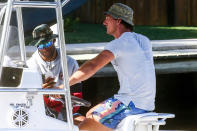 <p>Matt James and Tyler Cameron take a Saturday ride on the water in Jupiter, Florida, after it was announced that James would be the new Bachelor.</p>