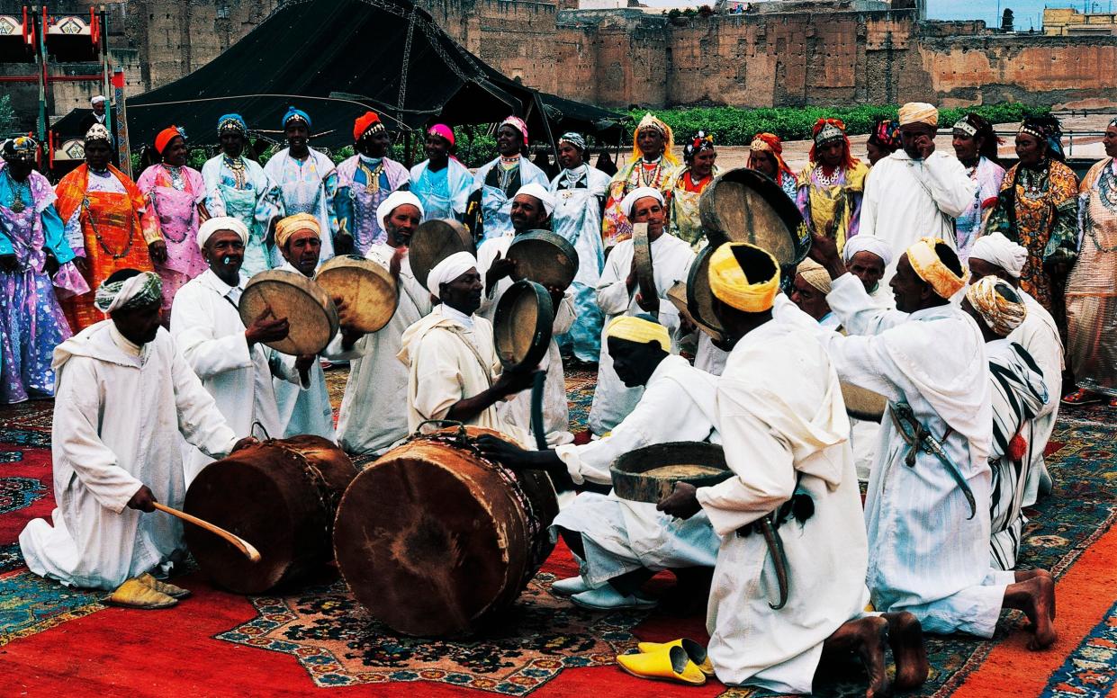 Traditional folk musicians drumming in Telouet, Morocco - DeAgostini/Getty Images