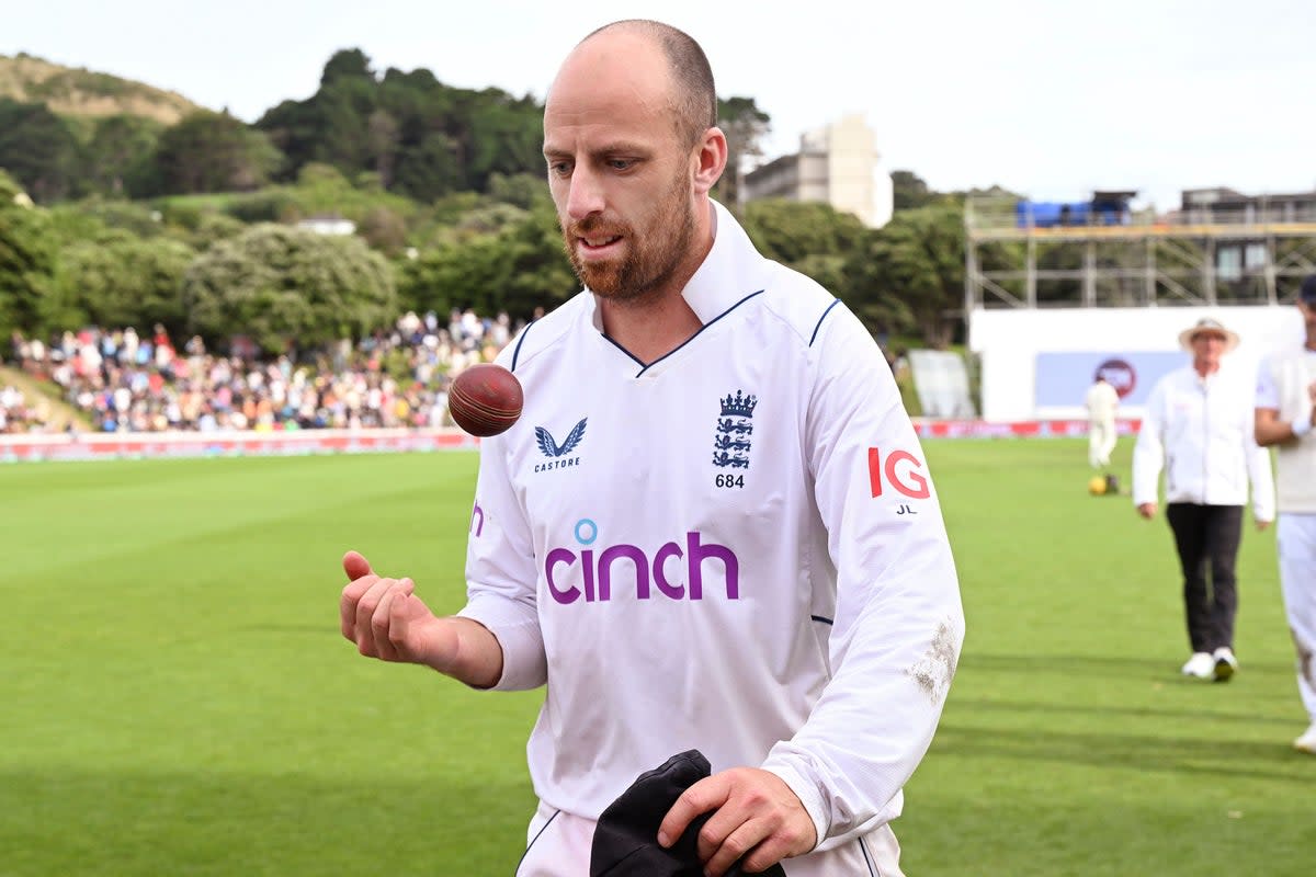 Jack Leach spoke of Harry Brook’s joy at removing Kane Williamson (Andrew Cornaga/Photosport/AP) (AP)