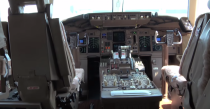 <p>Up front, the Boeing is outfitted with a modern "glass cockpit." </p>