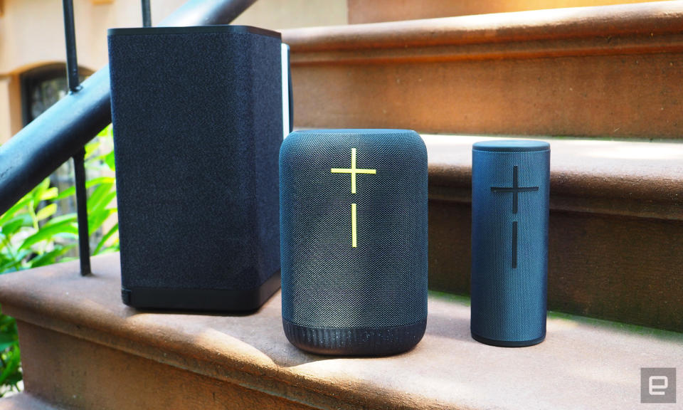 <p>Left to right: The UE Hyperboom, Epicboom and Megaboom 3.</p>
