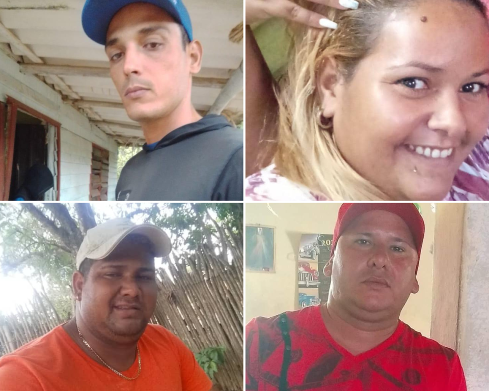 Clockwise from top left: Renier Socarras Rubia, Dayana Pileta Calmell, Gilbert Pena Mendez, and and Mainer Pileta Calmell, brother of Dayana. All disappeared after their boat departed from Cuba to the United States in January 2023.