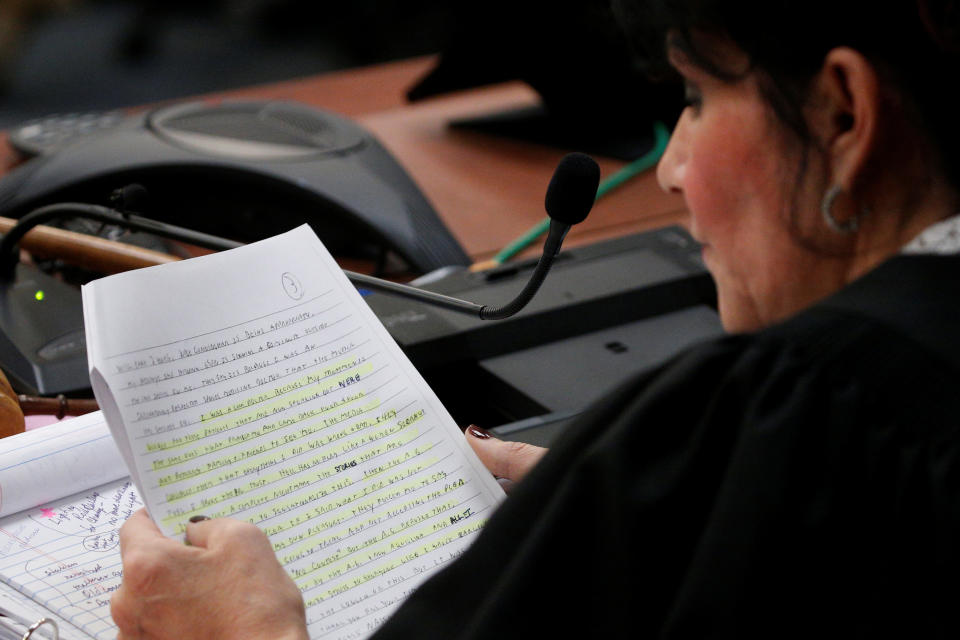 Judge Aquilina read a portion of Nassar's letter during his sentencing hearing on Wednesday. (Photo: Brendan McDermid/Reuters)
