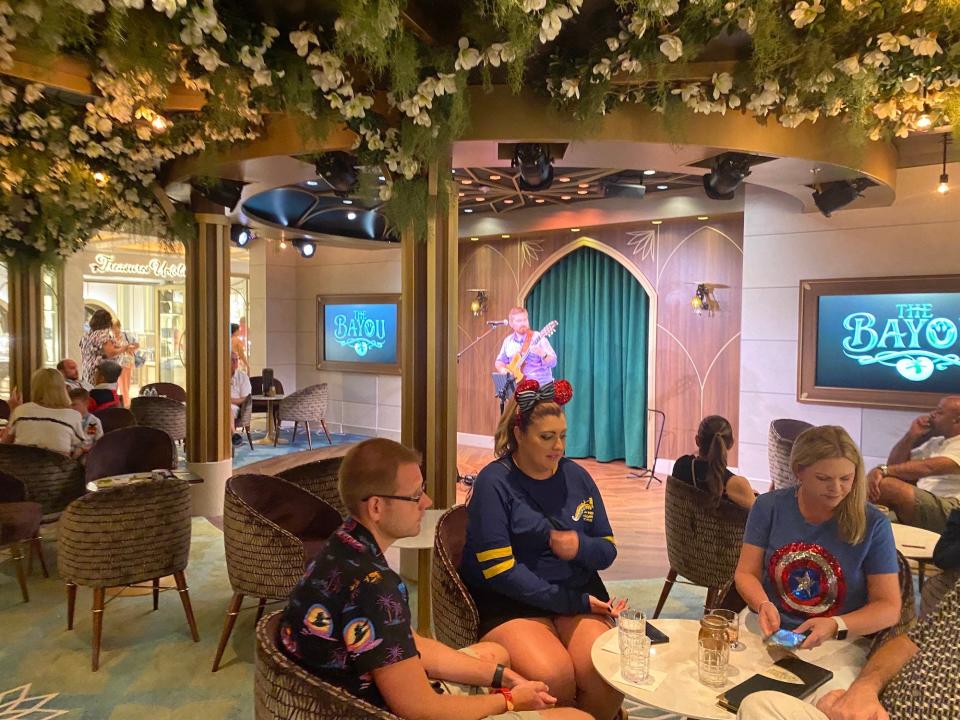 A view inside The Bayou onboard the Disney Wish.