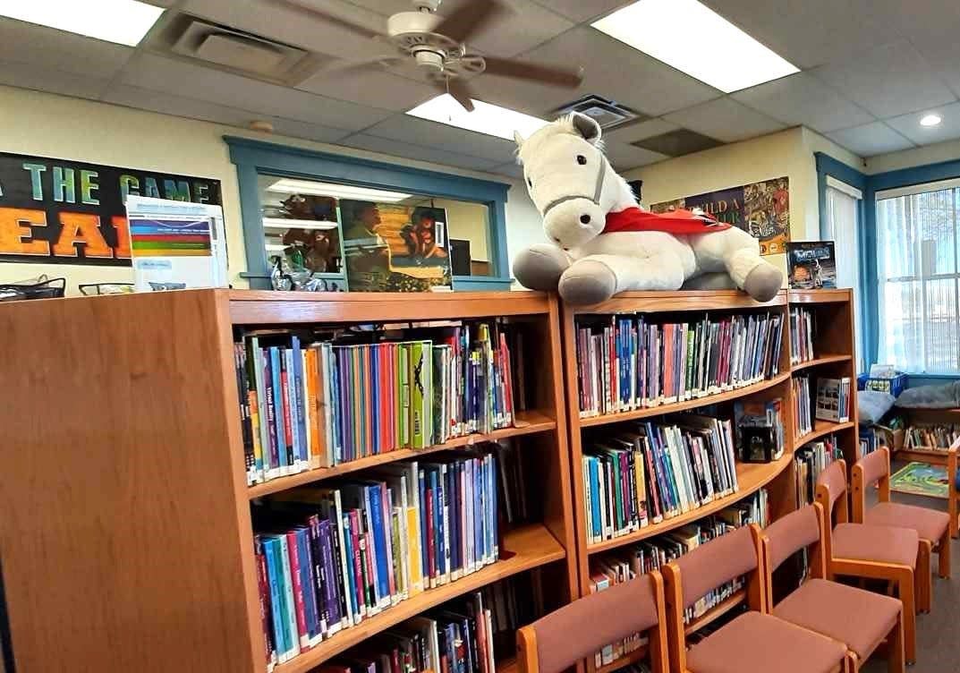 The children’s section of the Hatch Public Library is seen in late January 2024. The library is located on the outskirts of the northern Doña Ana County village.