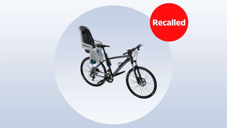 recalled Thule child bike seat attached to a bike