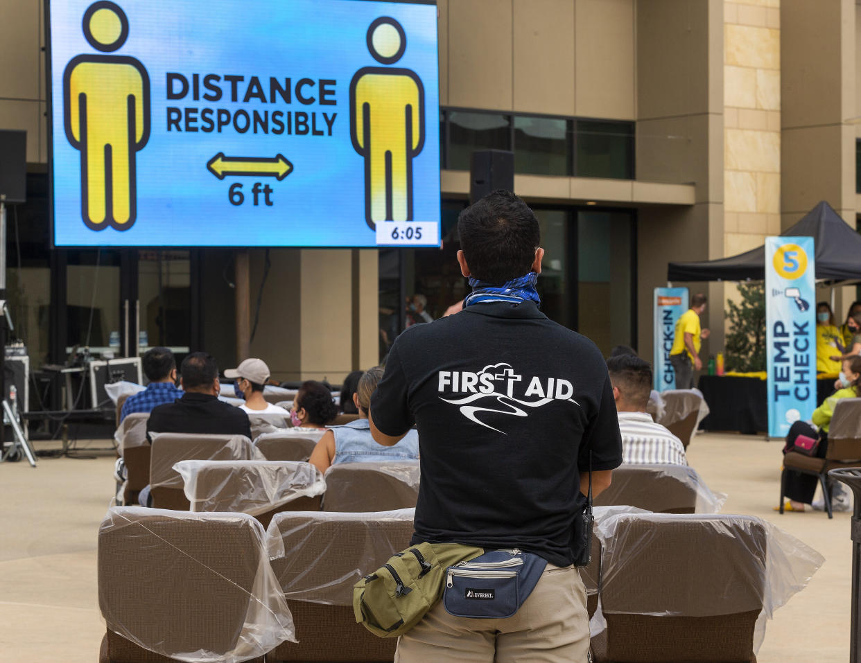 Churches in California, such as this one in Fontana, were allowed to reopen May 25 if social distancing and other virus-prevention measures were observed. (Photo: Damian Dovarganes/Associated Press)