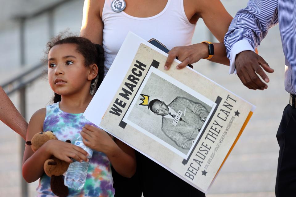 J Duckworth and her mother Rae Duckworth attend a vigil to honor Americans who died because they were Black, on the 60th anniversary of the March on Washington for Jobs and Freedom in front of the capitol in Salt Lake City on Monday, Aug. 28, 2023. | Kristin Murphy, Deseret News