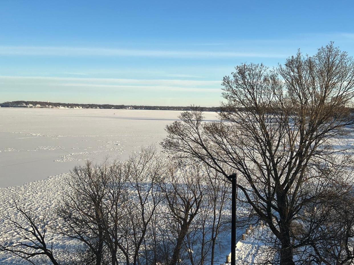 Lake Mendota in Madison shown frozen over this week.