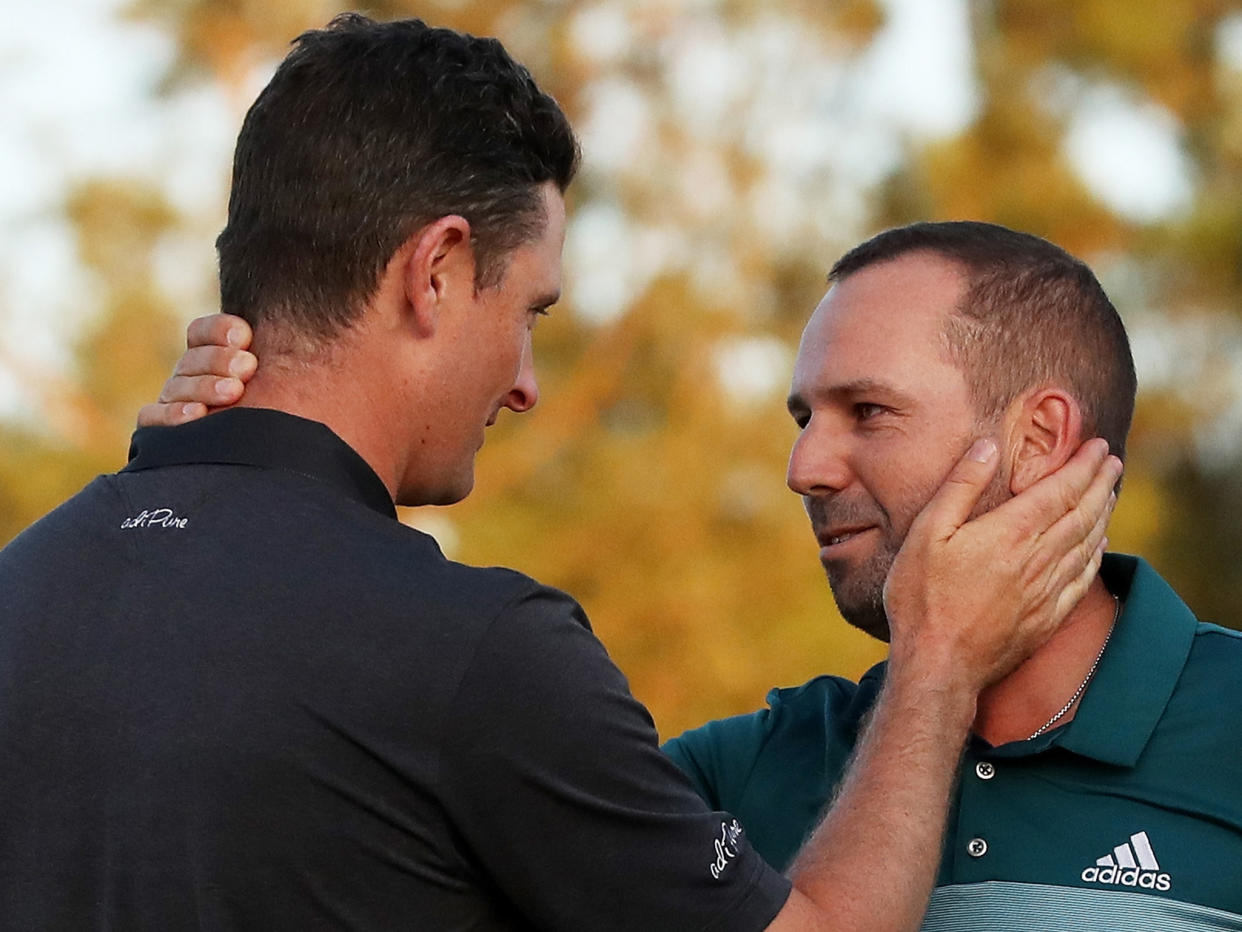 Justin Rose congratulated Sergio Garcia after coming off second-best to the Spaniard: Getty